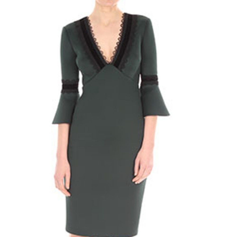 Badgley Mischka Scuba Cocktail Dress With Lace Trim Brand New wit…